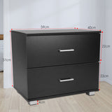 Bedside Tables: Sarantino Bedside Table Cabinet Storage Chest 2 Drawers Lamp Side Nightstand - Black