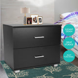 Bedside Tables: Sarantino Bedside Table Cabinet Storage Chest 2 Drawers Lamp Side Nightstand - Black