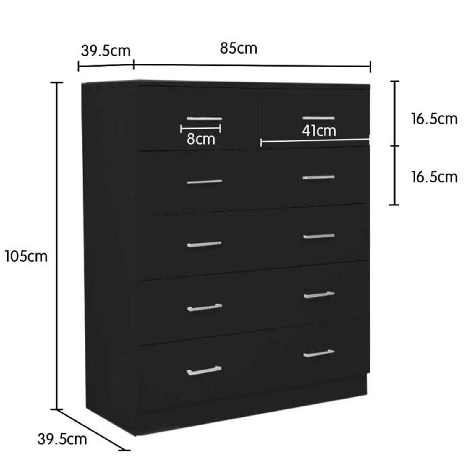 Dressers: Sarantino Tallboy Dresser 6 Chest Of Drawers Table Cabinet Bedroom Storage Black