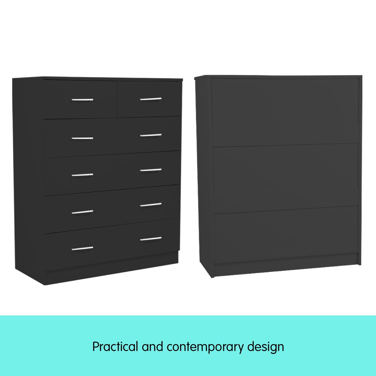Dressers: Sarantino Tallboy Dresser 6 Chest Of Drawers Table Cabinet Bedroom Storage Black