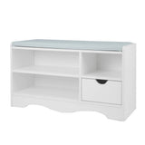 Kitchen & Dining Chairs: Sarantino Shoe Rack Cabinet Organiser Grey Cushion Stool Bench - 80 X 30 X 45 - White