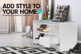 Kitchen & Dining Chairs: Sarantino Shoe Rack Cabinet Organiser Grey Cushion Stool Bench - 80 X 30 X 45 - White