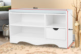 Kitchen & Dining Chairs: Sarantino Shoe Rack Cabinet Organiser Grey Cushion Stool Bench - 80 X 30 X 45 - White
