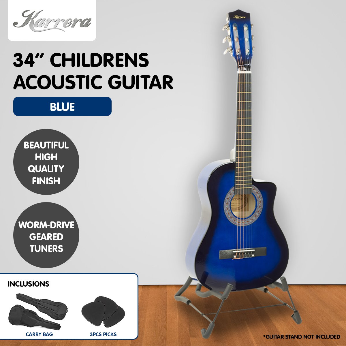Guitars: Karrera Childrens Acoustic Guitar Kids - Blue