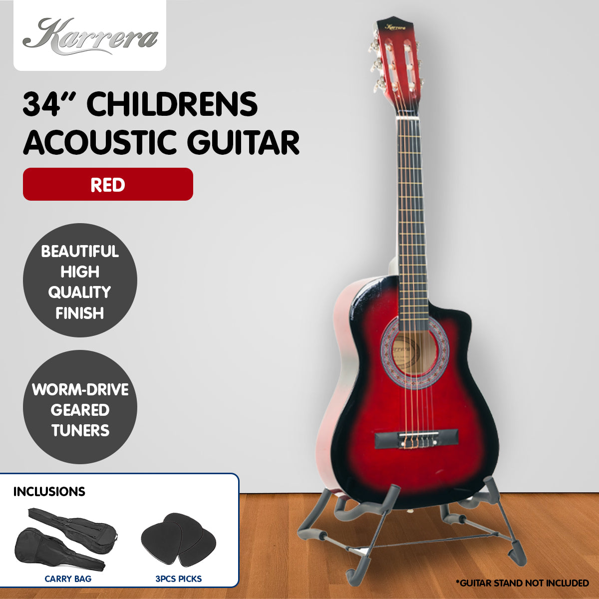 Guitars: Karrera Childrens Acoustic Guitar Kids - Red