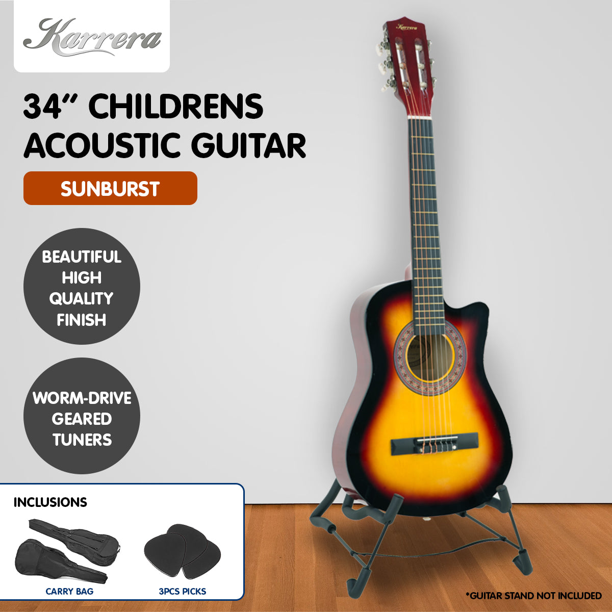 Guitars: Karrera Childrens Acoustic Guitar Kids - Sunburst