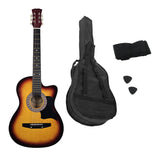 Guitars: Karrera 38in Acoustic Guitar Steel Strings Carry Bag Shoulder Strap Sun Burst