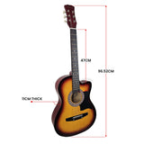 Guitars: Karrera 38in Acoustic Guitar Steel Strings Carry Bag Shoulder Strap Sun Burst