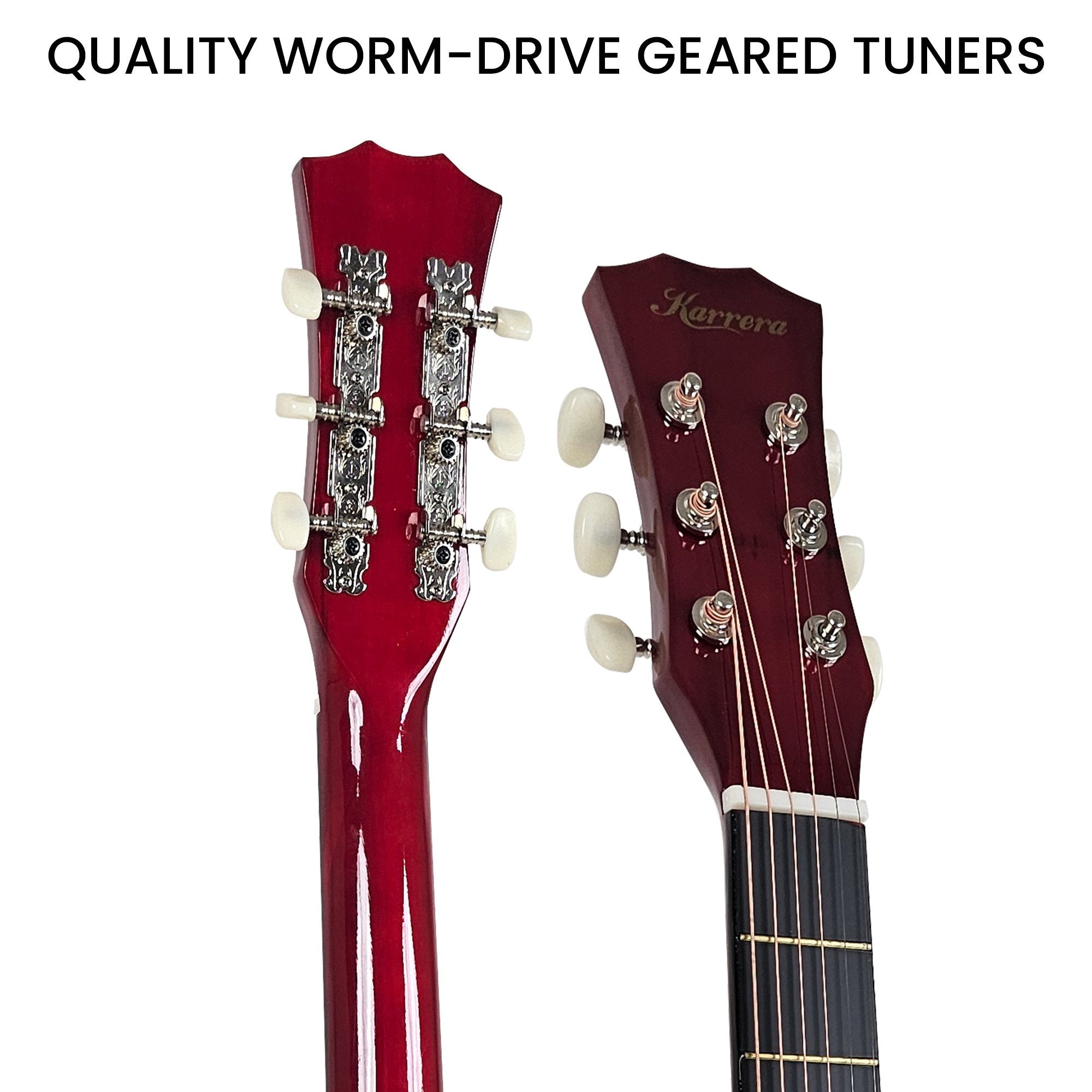 Guitars: Karrera 38in Acoustic Guitar Steel Strings Carry Bag Shoulder Strap Sun Burst
