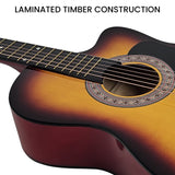 Guitars: Karrera 38in Acoustic Guitar Steel Strings Carry Bag Shoulder Strap Sun Burst