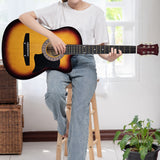 Guitars: Karrera 38in Acoustic Guitar Steel Strings Carry Bag Shoulder Strap Sun Burst