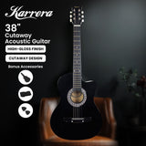 Guitars: Karrera 38in Cutaway Acoustic Guitar with guitar bag - Black