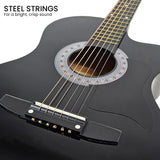 Guitars: Karrera 38in Cutaway Acoustic Guitar with guitar bag - Black