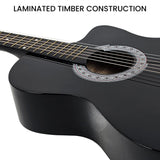 Guitars: Karrera 38in Cutaway Acoustic Guitar with guitar bag - Black