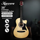 Guitars: Karrera 38in Cutaway Acoustic Guitar with guitar bag - Natural