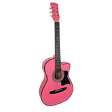 Guitars: Karrera 38in Cutaway Acoustic Guitar with guitar bag - Pink