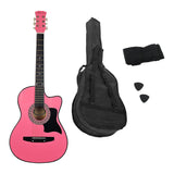 Guitars: Karrera 38in Cutaway Acoustic Guitar with guitar bag - Pink