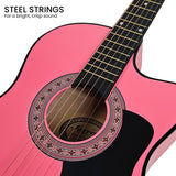 Guitars: Karrera 38in Cutaway Acoustic Guitar with guitar bag - Pink