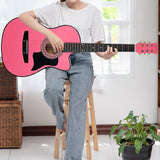 Guitars: Karrera 38in Cutaway Acoustic Guitar with guitar bag - Pink