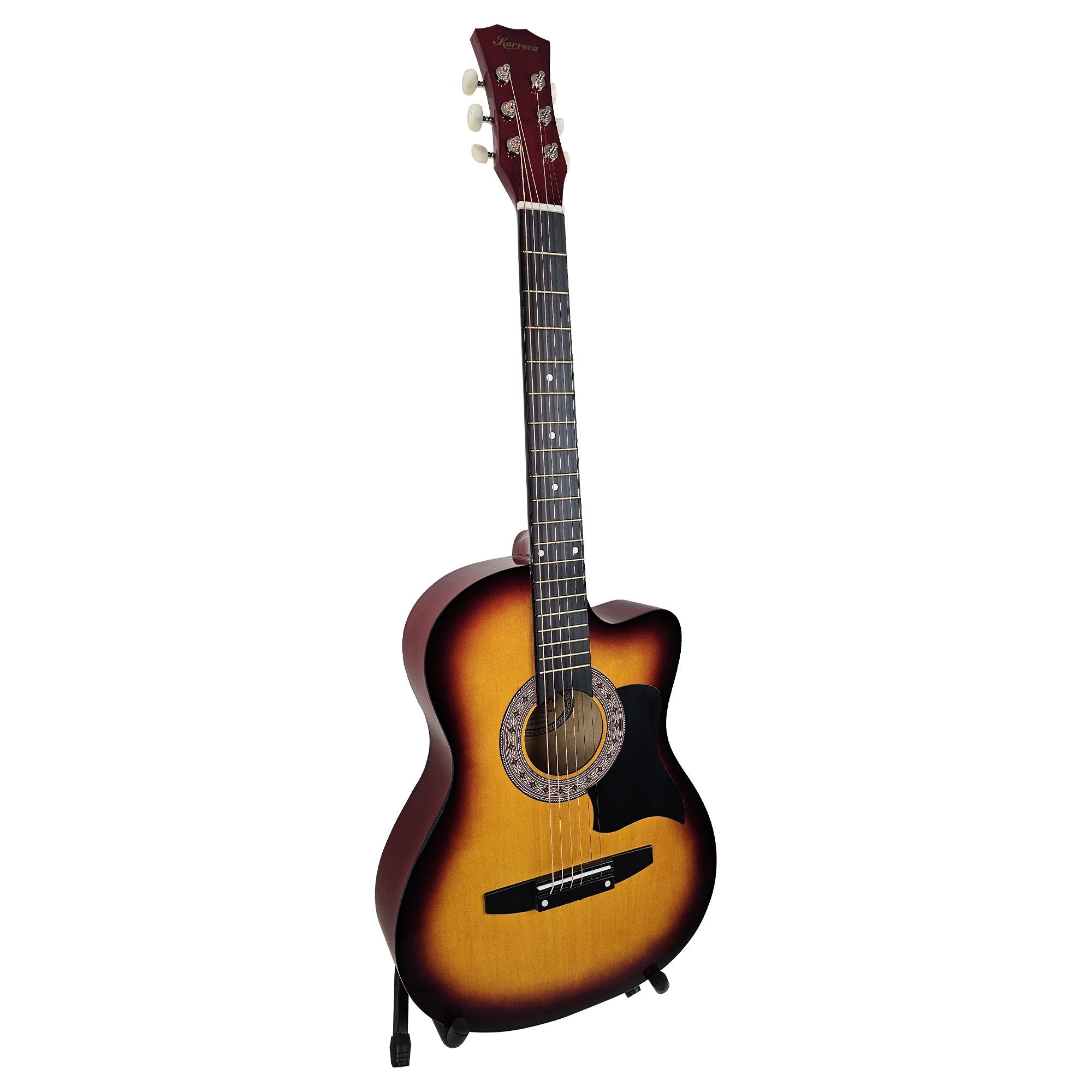 Guitars: Karrera 38in Pro Cutaway Acoustic Guitar with Bag Strings - Sun Burst