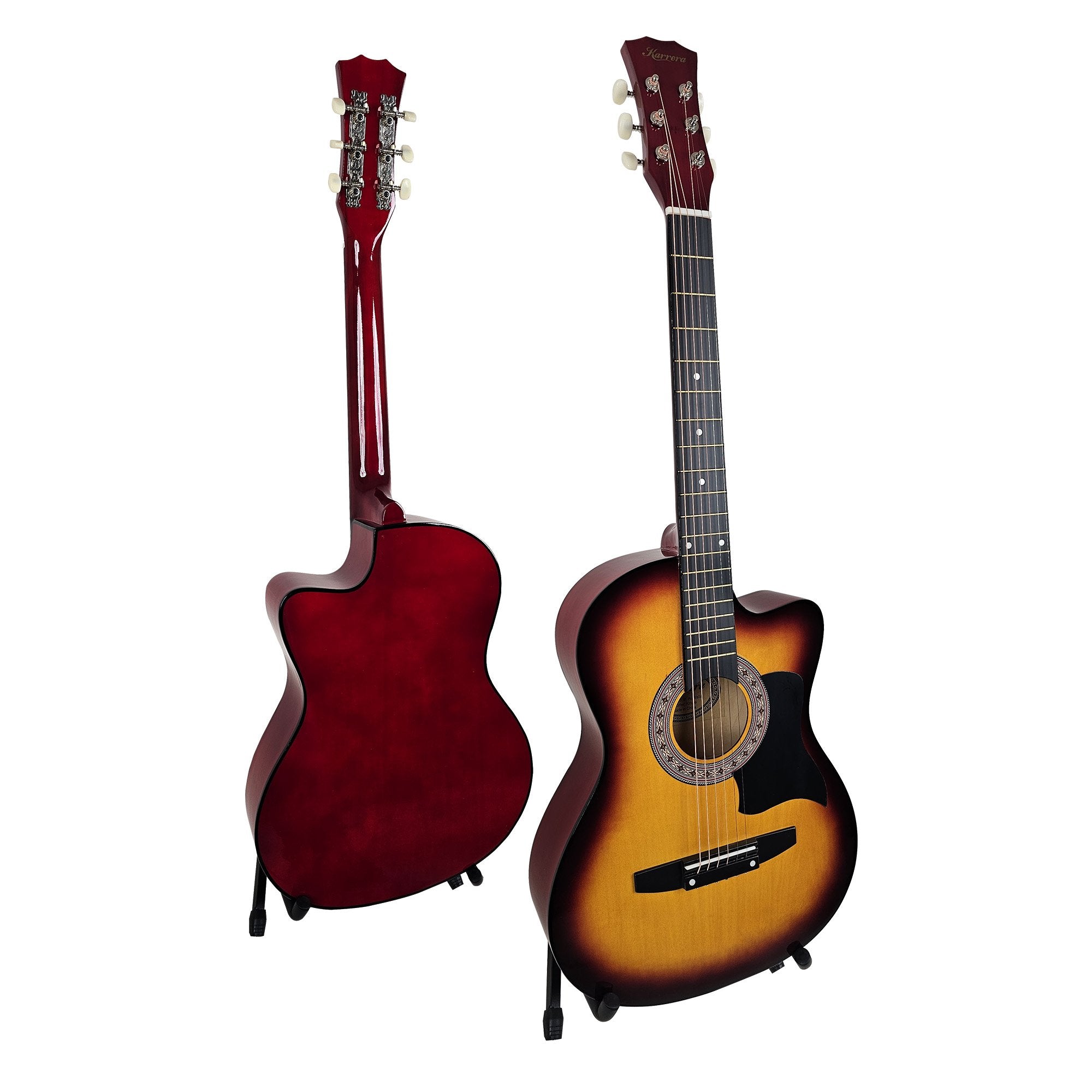 Guitars: Karrera 38in Pro Cutaway Acoustic Guitar with Bag Strings - Sun Burst