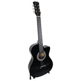 Guitars: Karrera 38in Pro Cutaway Acoustic Guitar with Carry Bag - Black