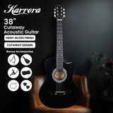 Guitars: Karrera 38in Pro Cutaway Acoustic Guitar with Carry Bag - Black