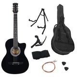 Guitars: Karrera 38in Pro Cutaway Acoustic Guitar with Carry Bag - Black