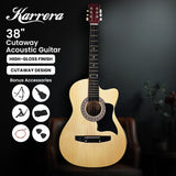 Guitars: Karrera 38in Pro Cutaway Acoustic Guitar with guitar bag - Natural