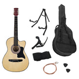 Guitars: Karrera 38in Pro Cutaway Acoustic Guitar with guitar bag - Natural