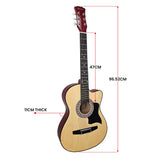 Guitars: Karrera 38in Pro Cutaway Acoustic Guitar with guitar bag - Natural