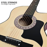 Guitars: Karrera 38in Pro Cutaway Acoustic Guitar with guitar bag - Natural