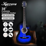 Guitars: Karrera 38in Pro Cutaway Acoustic Guitar with Bag Strings - Blue Burst