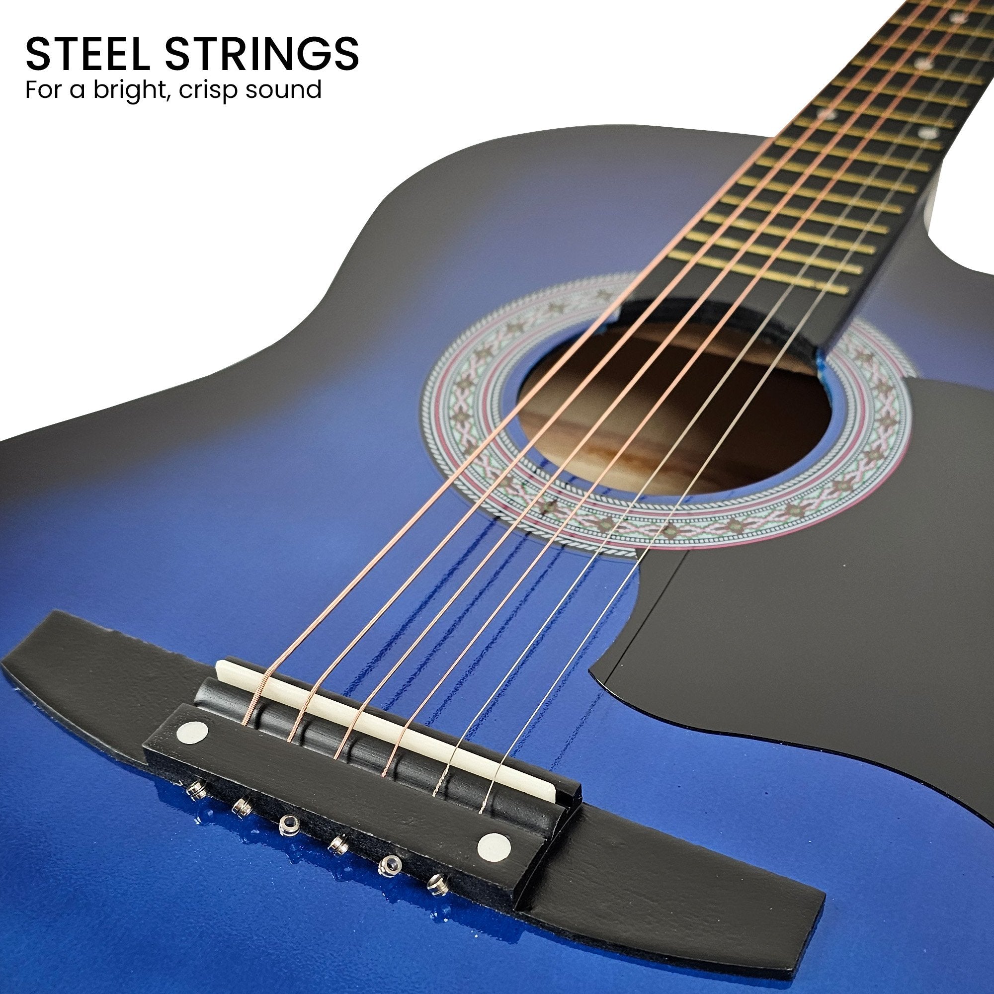 Guitars: Karrera 38in Pro Cutaway Acoustic Guitar with Bag Strings - Blue Burst