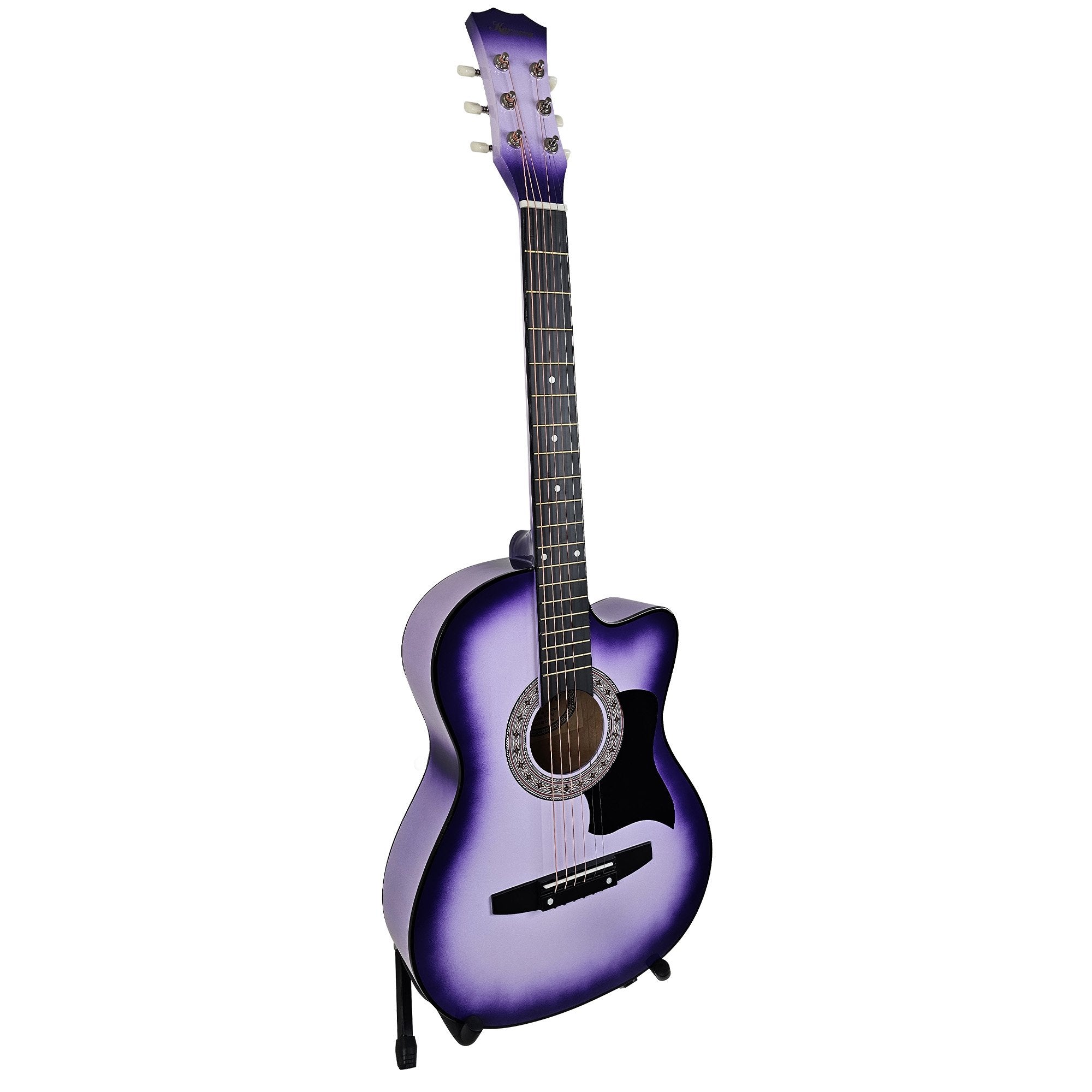 Guitars: Karrera 38in Pro Cutaway Acoustic Guitar with guitar bag - Purple Burst