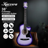 Guitars: Karrera 38in Pro Cutaway Acoustic Guitar with guitar bag - Purple Burst