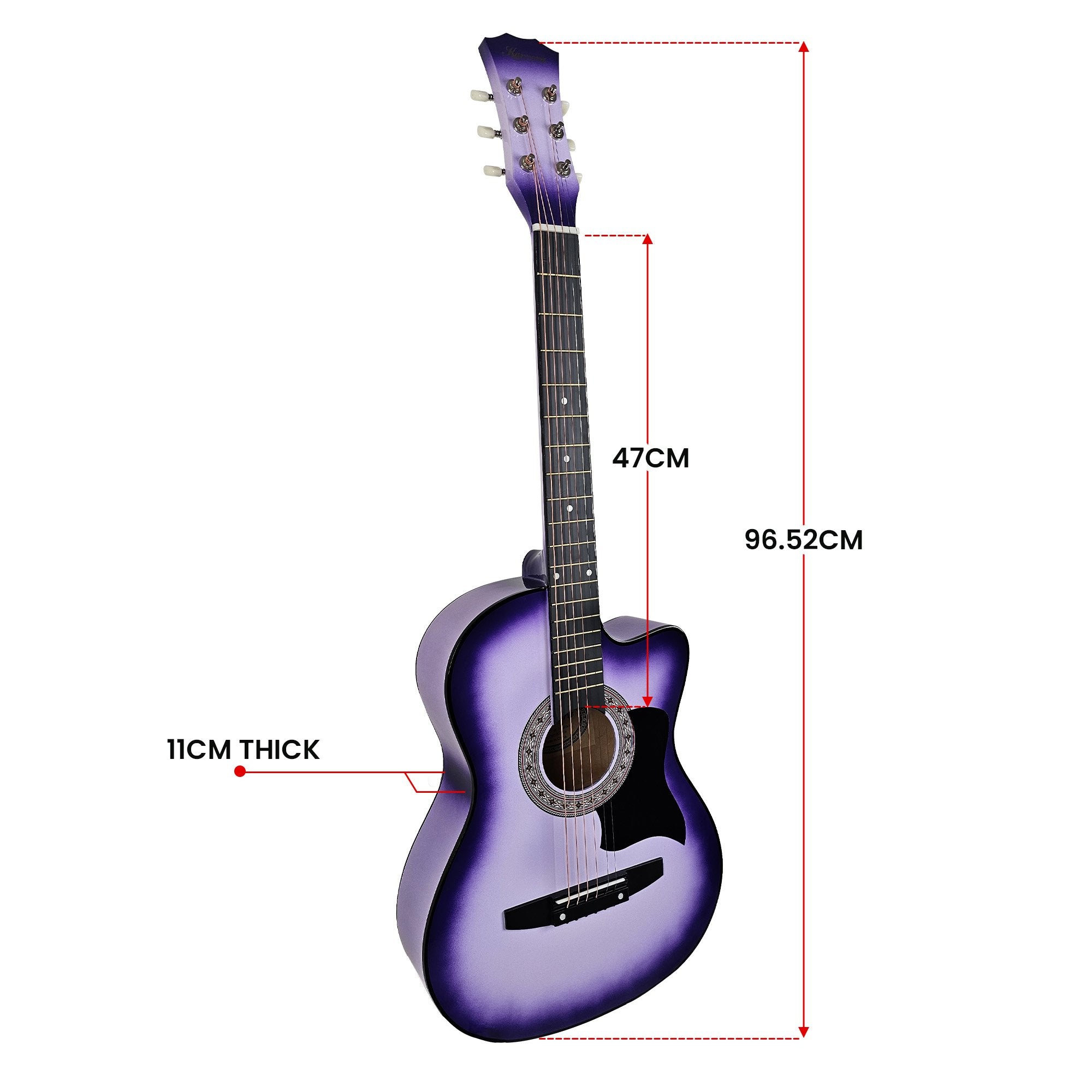 Guitars: Karrera 38in Pro Cutaway Acoustic Guitar with guitar bag - Purple Burst