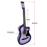 Guitars: Karrera 38in Pro Cutaway Acoustic Guitar with guitar bag - Purple Burst
