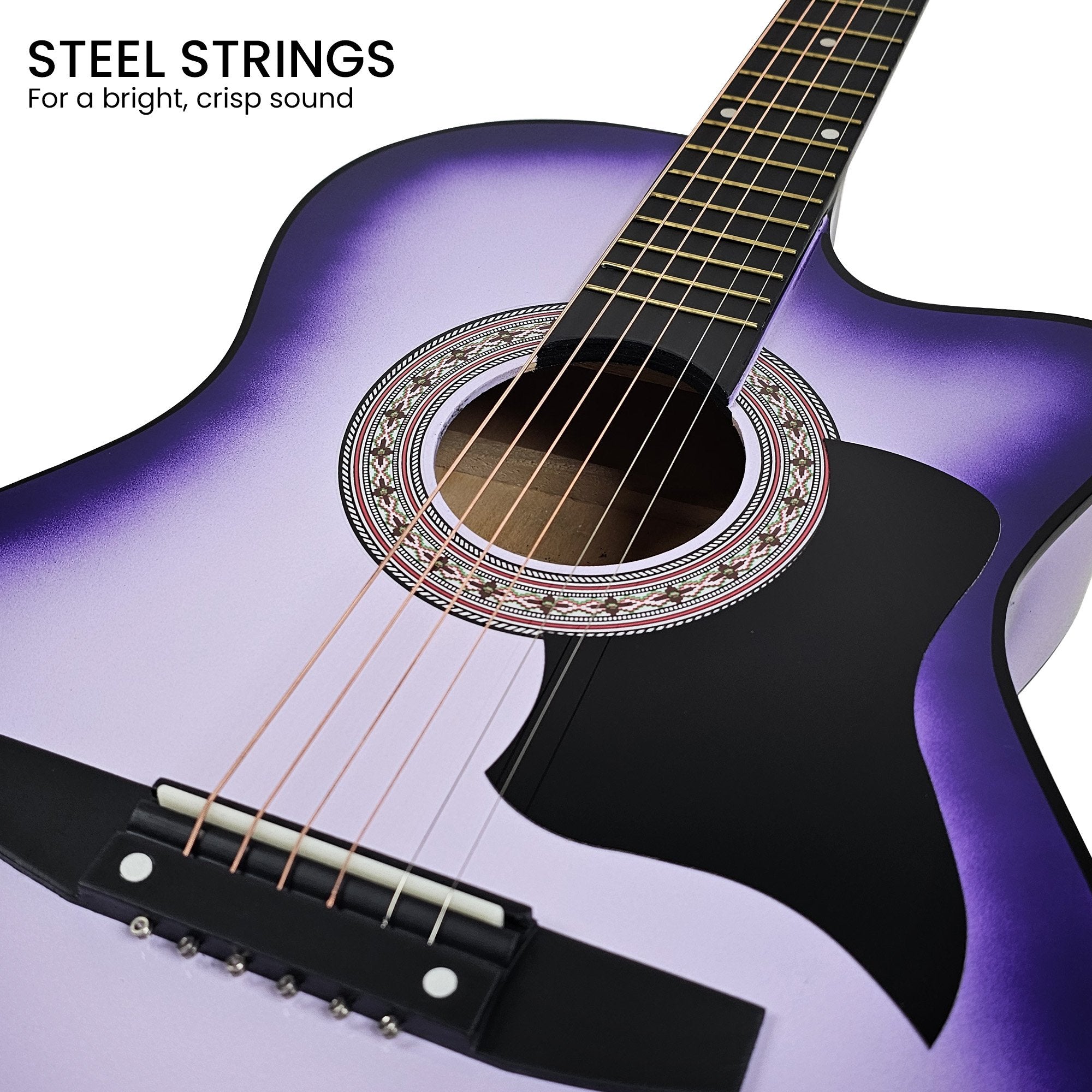 Guitars: Karrera 38in Pro Cutaway Acoustic Guitar with guitar bag - Purple Burst