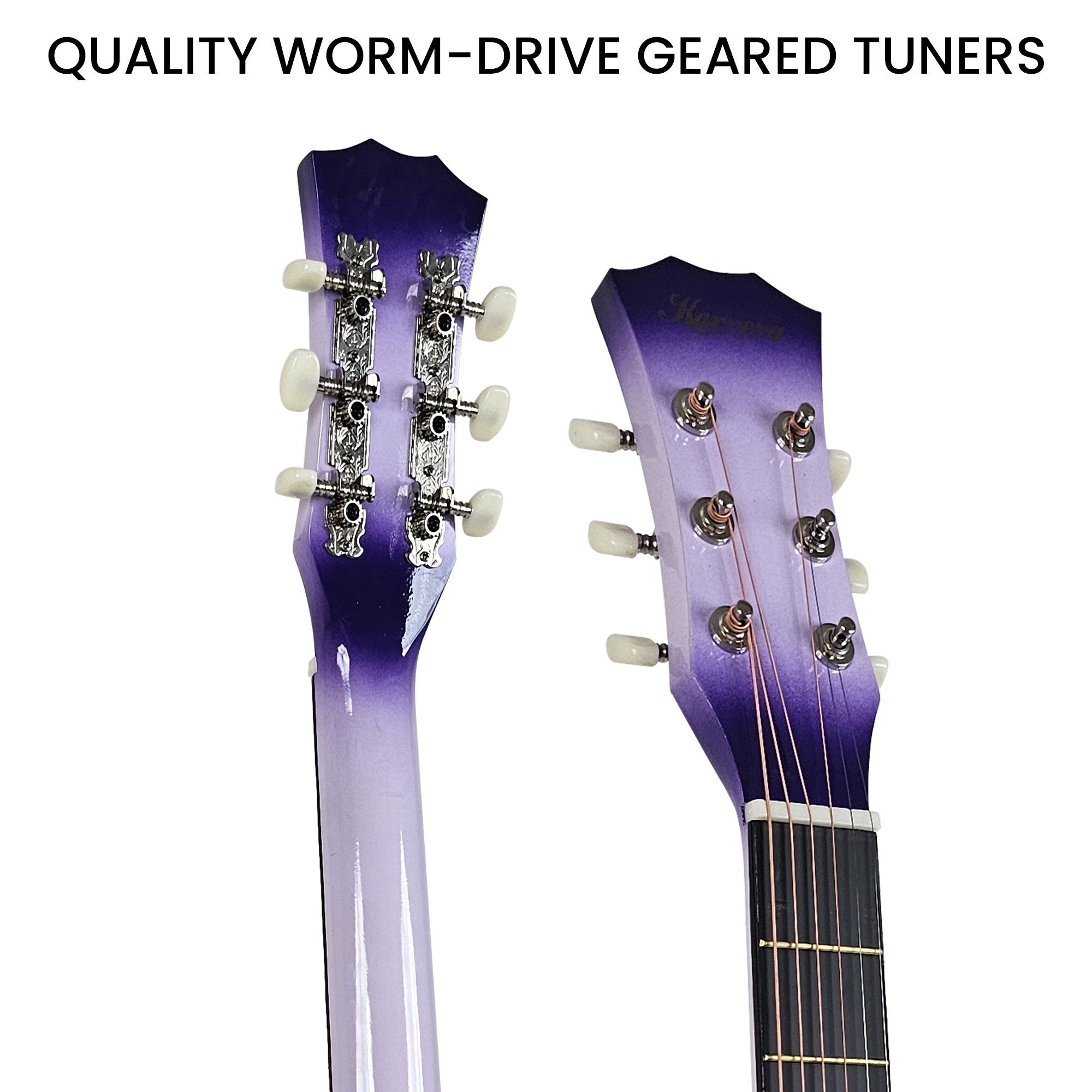Guitars: Karrera 38in Pro Cutaway Acoustic Guitar with guitar bag - Purple Burst