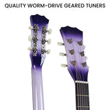 Guitars: Karrera 38in Pro Cutaway Acoustic Guitar with guitar bag - Purple Burst