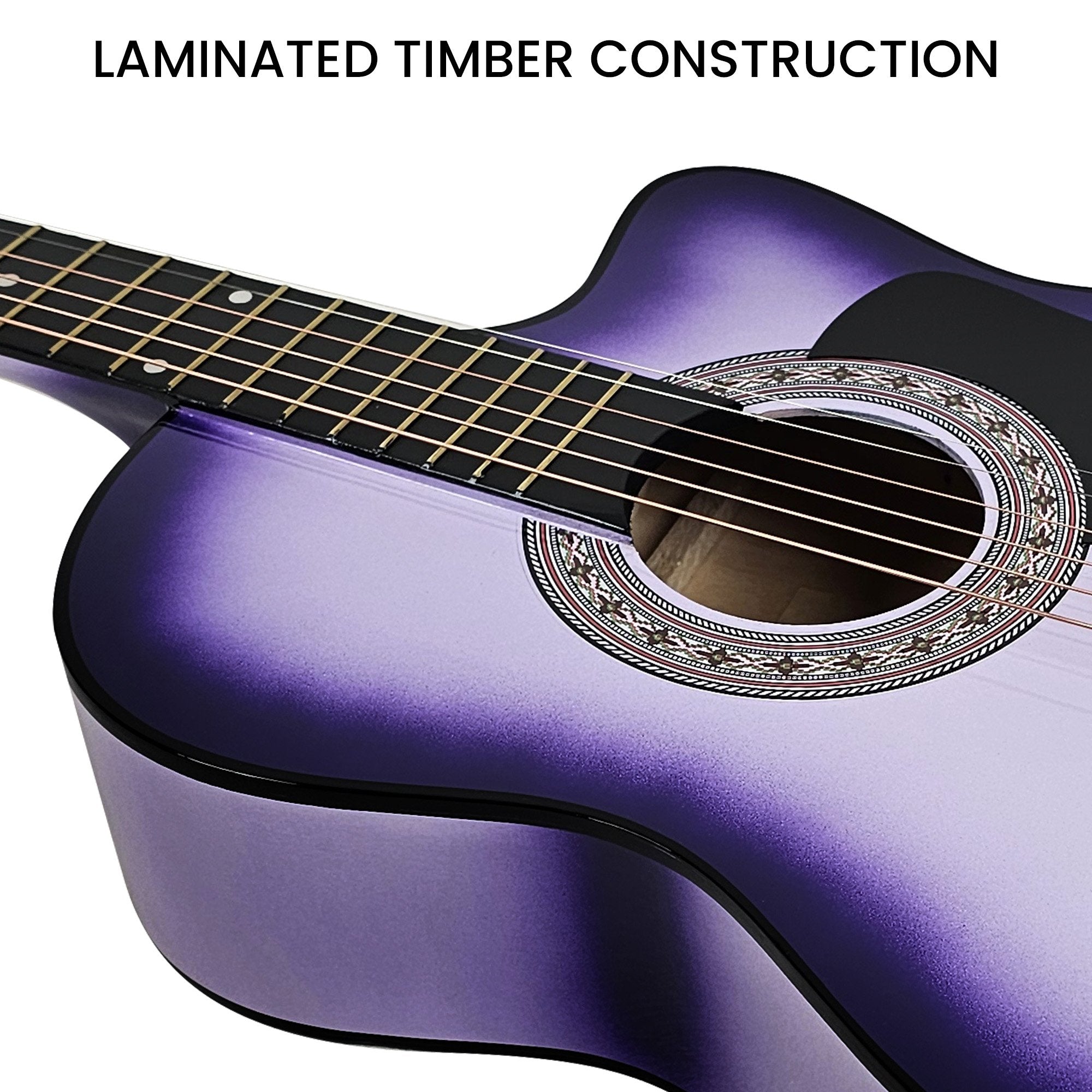 Guitars: Karrera 38in Pro Cutaway Acoustic Guitar with guitar bag - Purple Burst