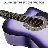 Guitars: Karrera 38in Pro Cutaway Acoustic Guitar with guitar bag - Purple Burst