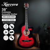 Guitars: Karrera 38in Pro Cutaway Acoustic Guitar with guitar bag - Red Burst