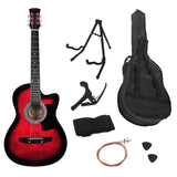 Guitars: Karrera 38in Pro Cutaway Acoustic Guitar with guitar bag - Red Burst