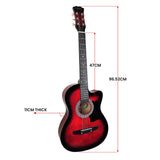 Guitars: Karrera 38in Pro Cutaway Acoustic Guitar with guitar bag - Red Burst