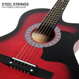 Guitars: Karrera 38in Pro Cutaway Acoustic Guitar with guitar bag - Red Burst