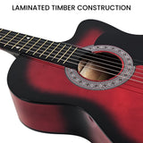 Guitars: Karrera 38in Pro Cutaway Acoustic Guitar with guitar bag - Red Burst