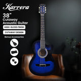 Guitars: Karrera 38in Cutaway Acoustic Guitar with guitar bag - Blue Burst