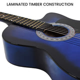 Guitars: Karrera 38in Cutaway Acoustic Guitar with guitar bag - Blue Burst